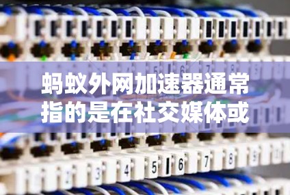 蚂蚁外网加速器通常指的是在社交媒体或网络加速器应用中找到的专门用于加速下载、加载资源或下载网站的工具。这些工具通常会提供更快的加载速度,帮助用户更快地完成下载、加载或下载所需内容 蚂蚁外网加速器通常指的是在社交媒体或网络加速器应用中找到的专门用于加速下载、加载资源或下载网站的工具。这些工具通常会提供更快的加载速度,帮助用户更快地完成下载、加载或下载所需内容